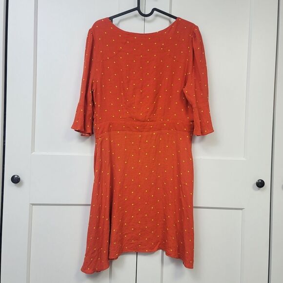 Free People All Yours Orange Polka Dot Mini Dress, Small - Picture 9 of 9